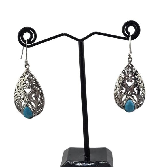 Unbranded Jewelry - Sterling Silver Teardrop Natural Laminar Drop Dangle Hook Earrings 1.5"